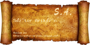 Sátor Arikán névjegykártya